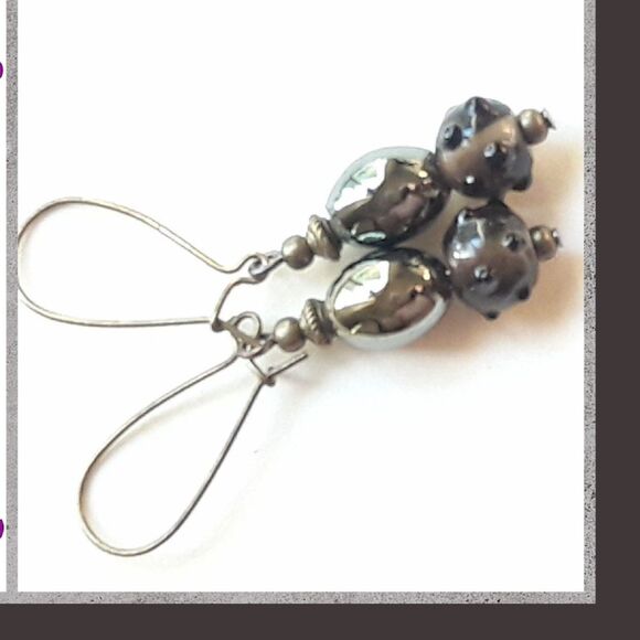 NEW Earrings Artisan fireglazed glass earrings luxe metallic  goth gla 483#fs-th - Picture 5 of 6